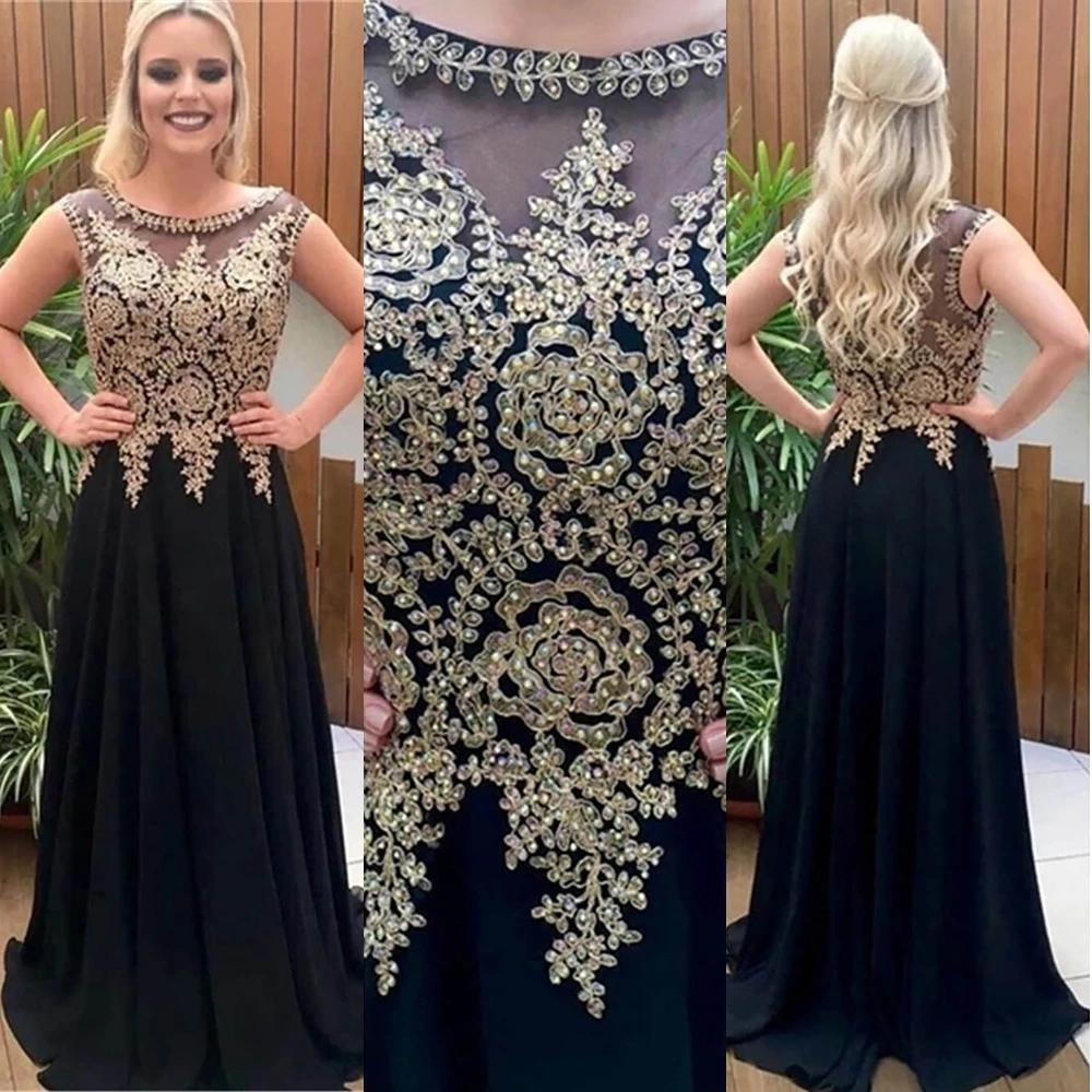 

Женское шифоновое вечернее платье, черное ТРАПЕЦИЕВИДНОЕ ПЛАТЬЕ с аппликацией, без рукавов, с кристаллами