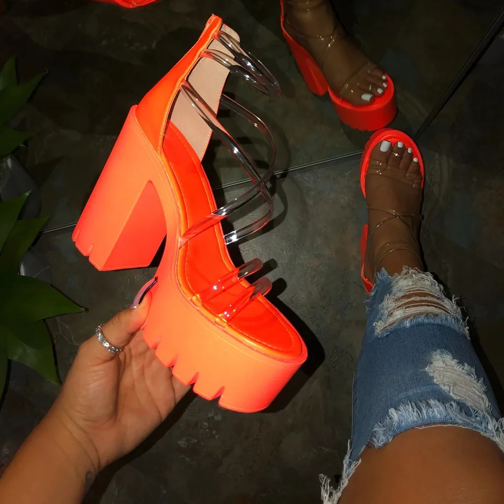 bright chunky heels