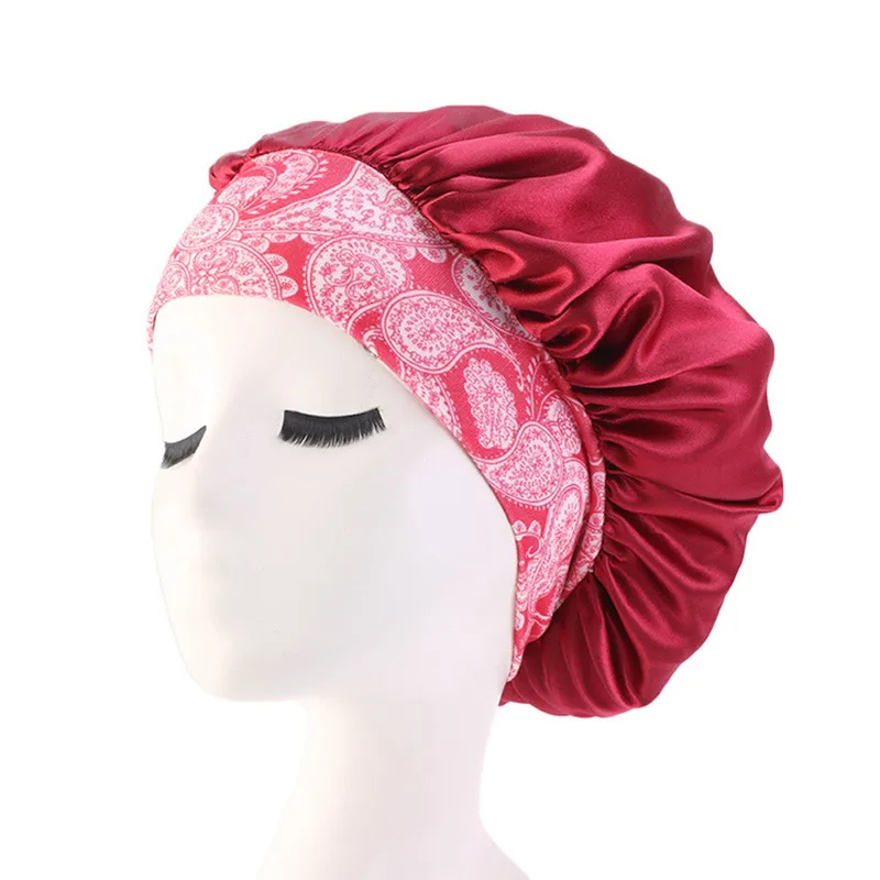 Мягкая Шелковая атласная шапка для ночного сна головной убор с широкой резинкой - Цвет: 3