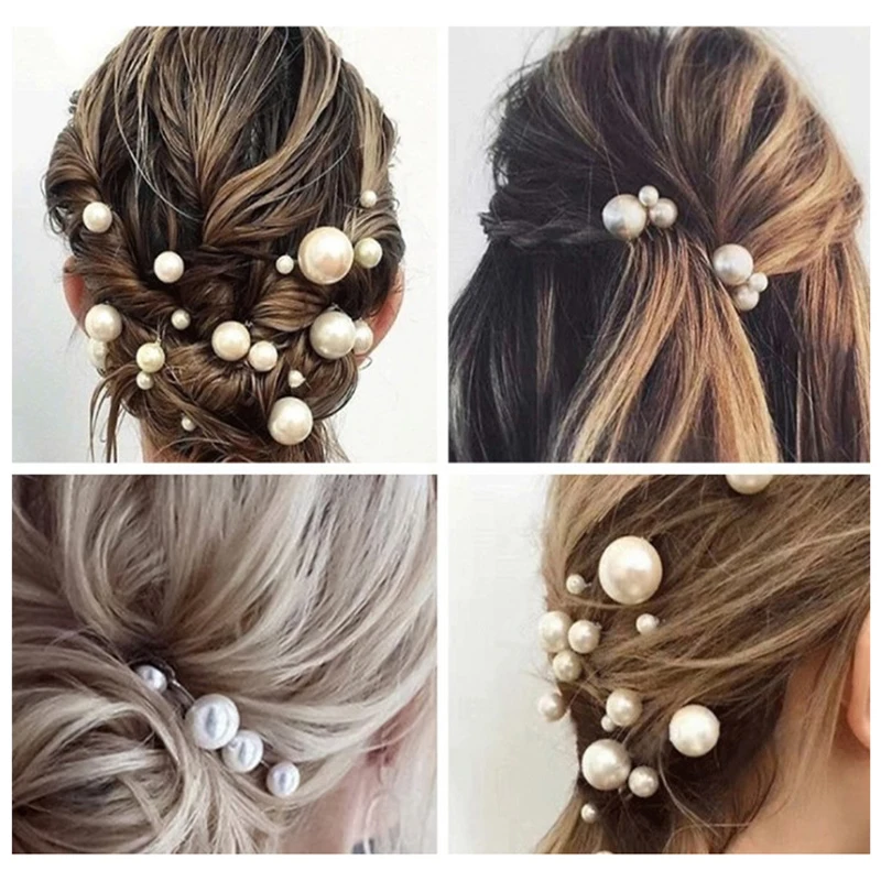 cute headbands for women Women U-shaped Pin Metal Barrette Clip Hairpins Simulated Pearl Bridal Tiara Hair Accessories Wedding Hairstyle Design Tools mini hair clips