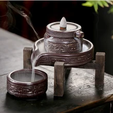 Turn Luck 3 в 1 горелка для благовоний с обратным потоком керамическая основа для благовоний с деревянной рамкой конусы для благовоний курильница для домашнего декора