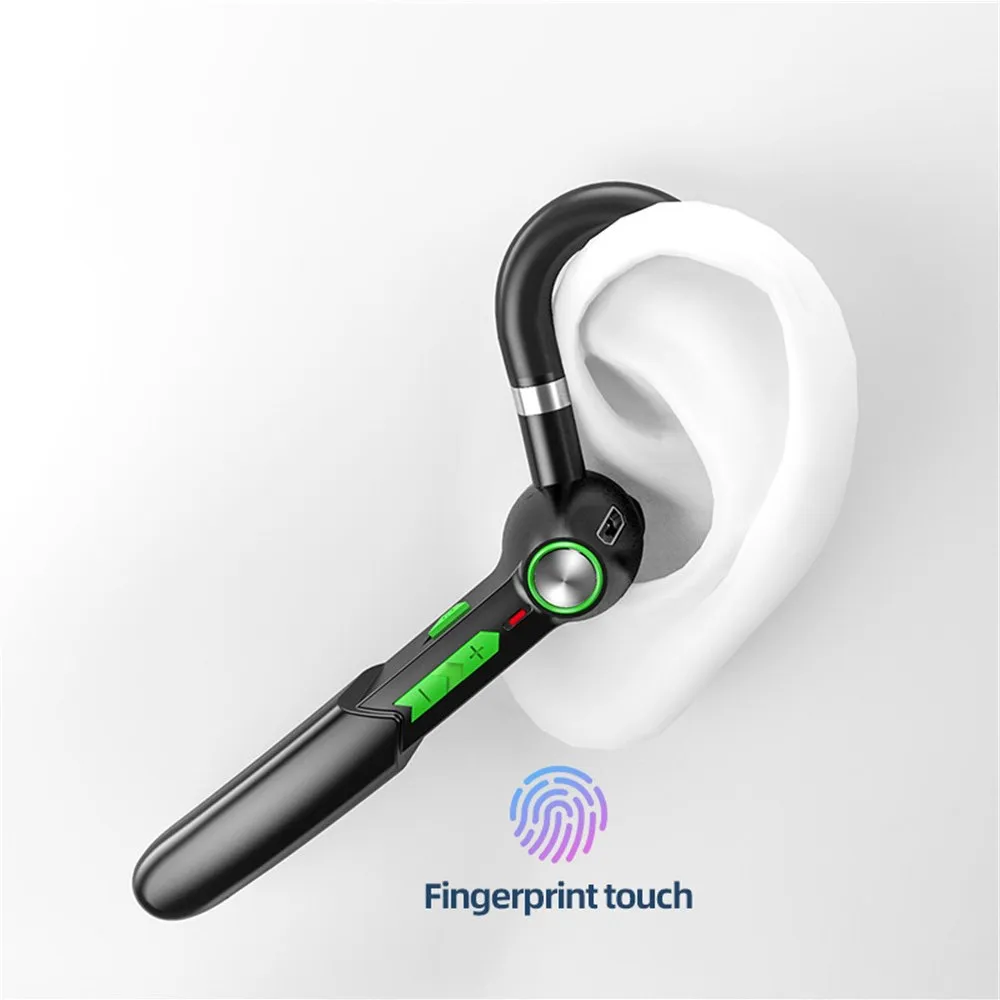 5 0 Bluetooth Headset Handsfree Fingerprint Touch HIFI Wireless Earphone for iPhone Xiaomi Waterproof Earpiece With Mic HD Call