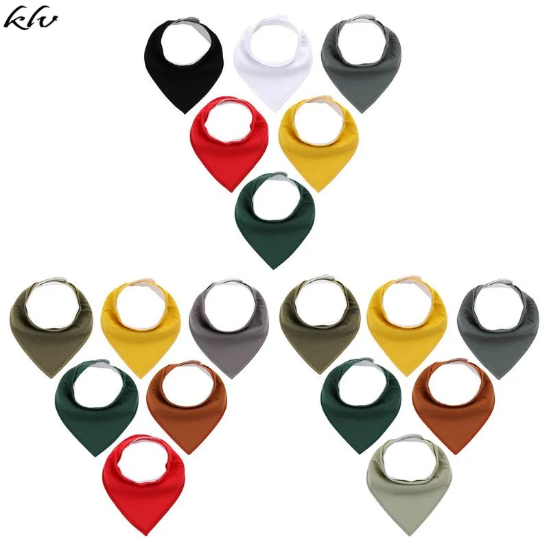 KLV 6 шт./партия, одноцветные Слюнявчики для малышей, хлопковые Слюнявчики для младенцев, простые мягкие треугольные полотенца для новорожденных детей