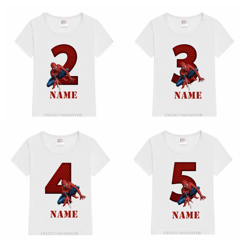 

Kids Spiderman Birthday Number Print T-shirt Boy Happy Birthday Summer T Shirt Children's Birthday Gift,Drop shipping