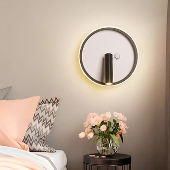 

modern LED Wall Lamp With Switch Rotation Sconce New Indoor Wall Light Bedroom Bedside Lighting Wandlamp Background AC90-260V