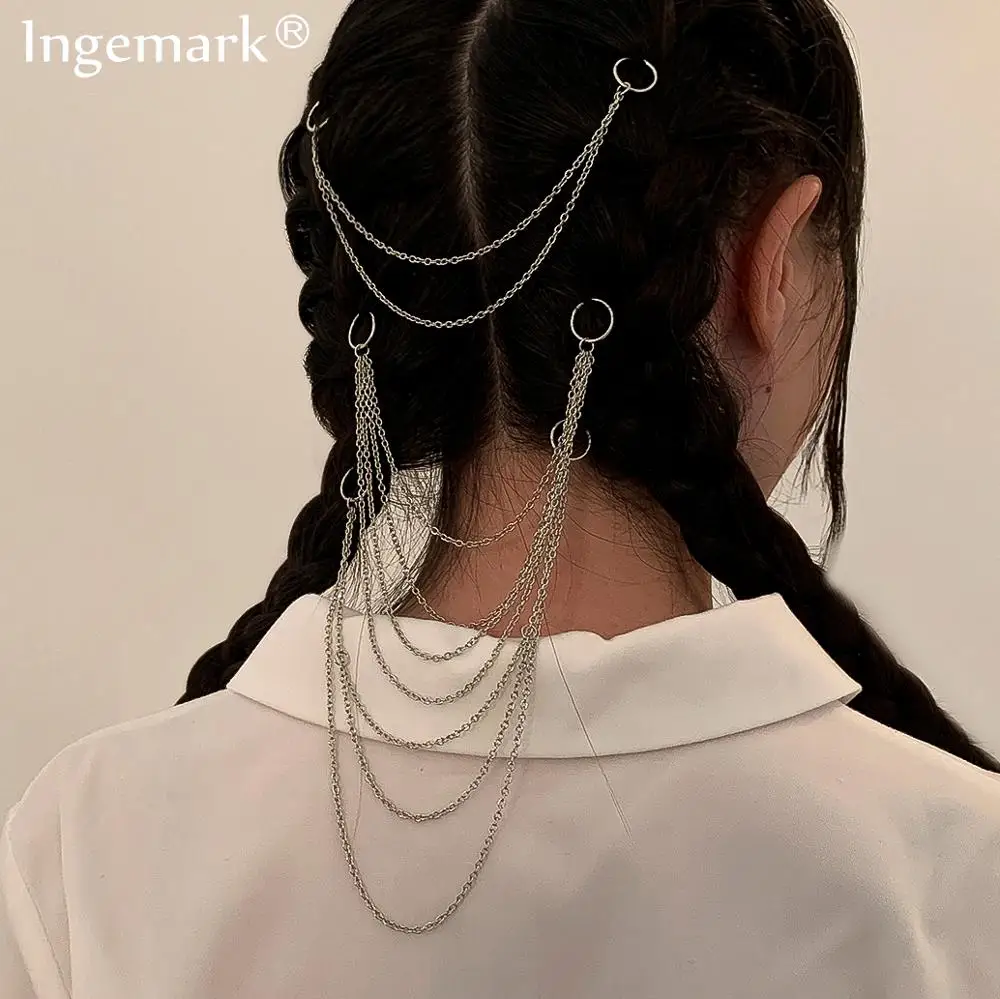 Заколка для волос детская серебристая с железной цепочкой | Украшения и