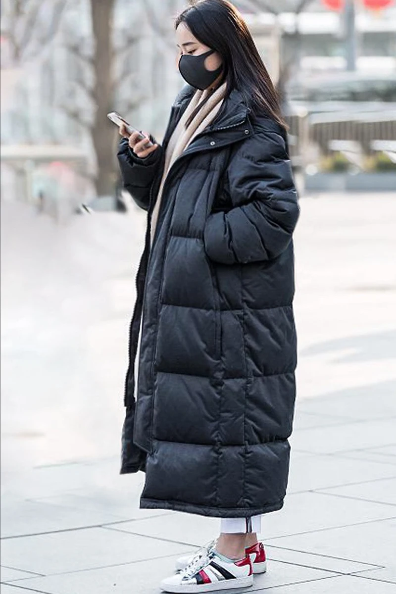 Femme Mi-Longue Doudoune à Capuche Ultra Légère Manches Longues Manteau Chaud Parka 