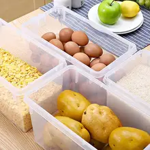Пластиковая прозрачная коробка для хранения для кухонного холодильника, экологичный органайзер для еды с ручкой 28x15,5x13 см