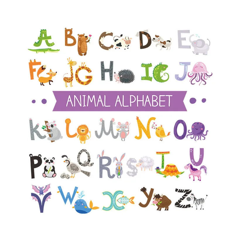 Простой Kawaii StickersAnimal Алфавит Детские наклейки на стену пилинг для детской комнаты декор хороший подарок для детей 30LY29