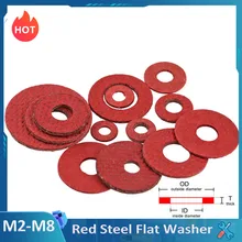 100-500Pcs Red Steel Paper Fiber Insulating Flat Washer Insulation Plain Gasket Ring Meson Spacer M2 M2.5 M3 M4 M5 M6 M8
