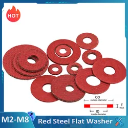100-500Pcs Red Steel Paper Fiber Insulating Flat Washer Insulation Plain Gasket Ring Meson Spacer M2 M2.5 M3 M4 M5 M6 M8