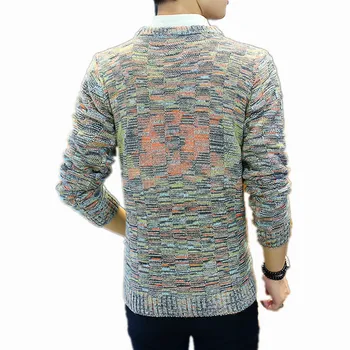 

Sweater Men Nice Pop Snake Pattern Vogue VoguePullover Men Autumn Round Neck Patchwork Quality Knitted Male Sweaters