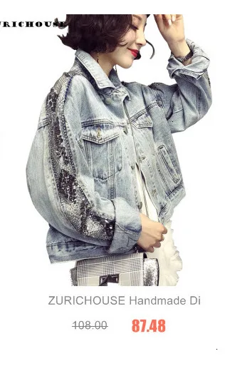 ZURICHOUSE, уличная одежда, жемчужные джинсовые женские куртки, свободные, для отдыха, с длинным рукавом, короткие, с вышивкой бисером, джинсовые куртки, пальто для женщин