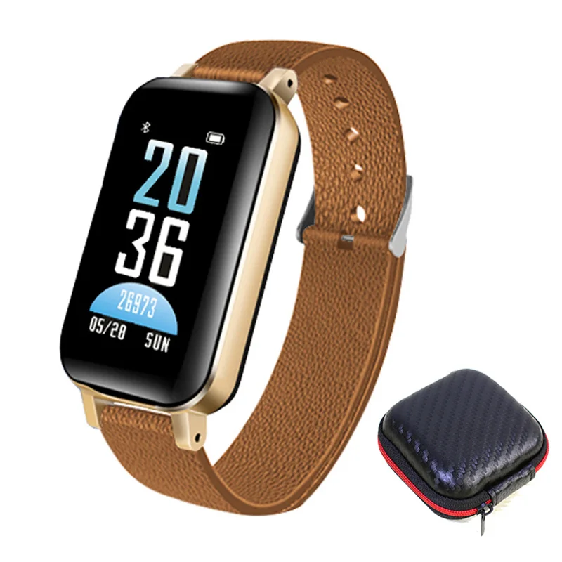 Box gold T89 TWS Bluetooth наушники Смарт-часы с сенсорным управлением Смарт-часы IP67 Поддержка Siri BT звонки, музыка фитнес-Браслет Смарт-браслет - Цвет: Box gold