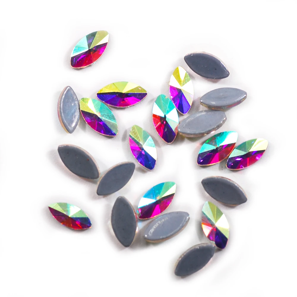4x8mm - 50pcs Стразы горячей фиксации AB Цвет форма звезда цветок сердце стеклянные стразы для украшения одежды 50 шт - Цвет: 4x8mm - 50pcs
