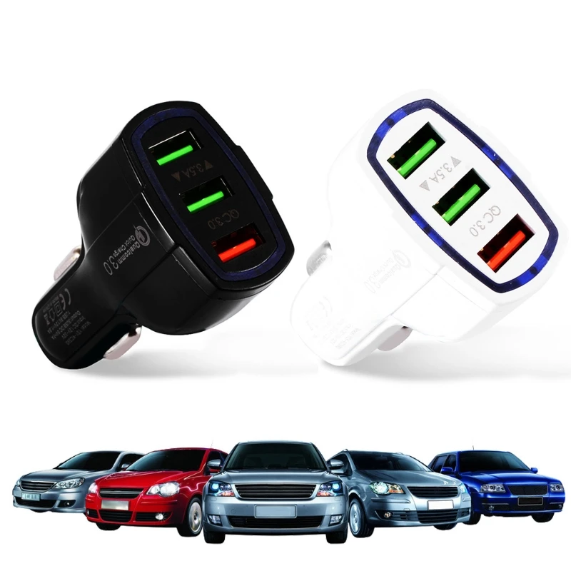 

3 USB QC 3.0 Fast Car Charger Quick Charge 3.0 for iPhone Samsung Xiaomi HTC GPS