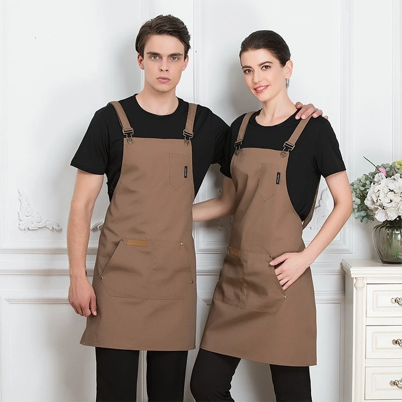 Coffee Apron Мужская мода шеф-повара Кухонный Фартук Кофейня парикмахер без рукавов Рабочая Униформа нагрудник рабочая одежда противообрастающие фартуки - Цвет: Coffee Apron