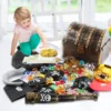 143pcs Plastic Gold Treasure Coins Captain Pirate Party Pirate Treasure Chests Child Treasure Chests Gold Coin Jewelry Gems Toy 4