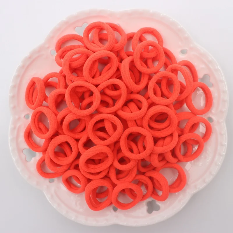 Fluorescent orange 100 шт./лот, новые полосатые милые Стильные Детские эластичные резинки для волос, 6 видов цветов, Детские аксессуары для волос для девочек Q987 - Цвет: Fluorescent orange