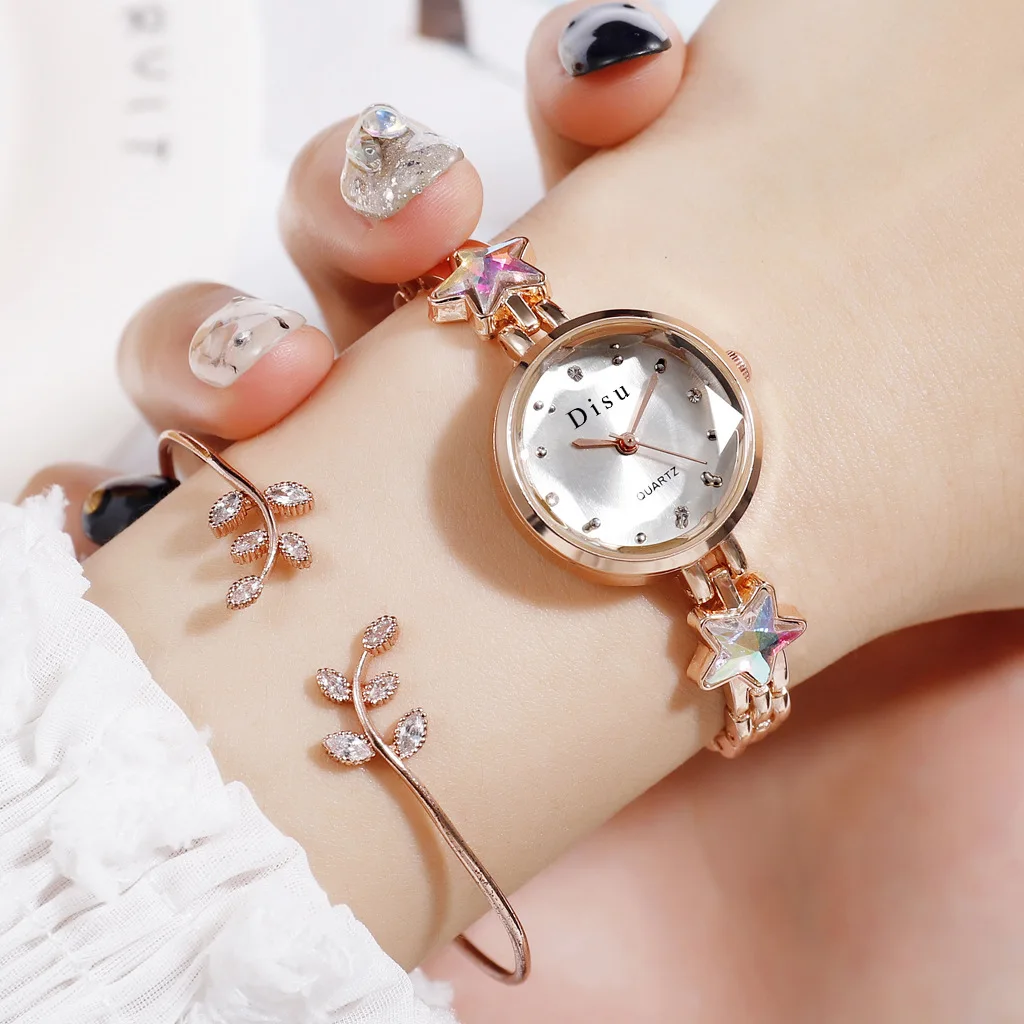 

VOHE Fashion Luxury Watches Women Alloy Bracelet Watch High Quality Sapphire Star Ladies Quartz Watch Geometry Dial Simple Clock