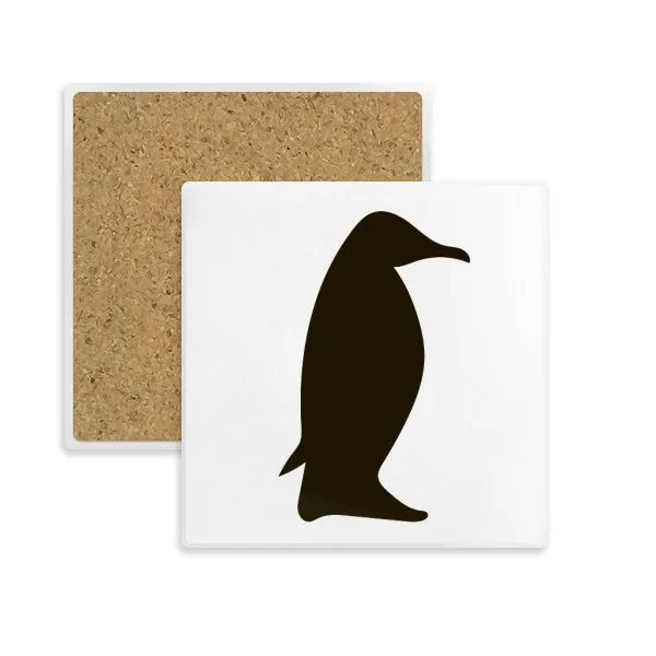 

Black Penguin Animal Portrayal Square Coaster Cup Mug Holder Absorbent Stone for Drinks 2pcs Gift
