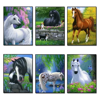 

DIY 5D Diamond Painting Animals Horses Diamond Embroidery Full Square/Round Drill Rhinestones Cross Stitch Kits Home Decoration