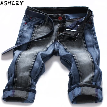 

Straight Fashion Men's Denim Shorts Slim Fit Patchwork Jeans Shorts For Male Straight Streetwear