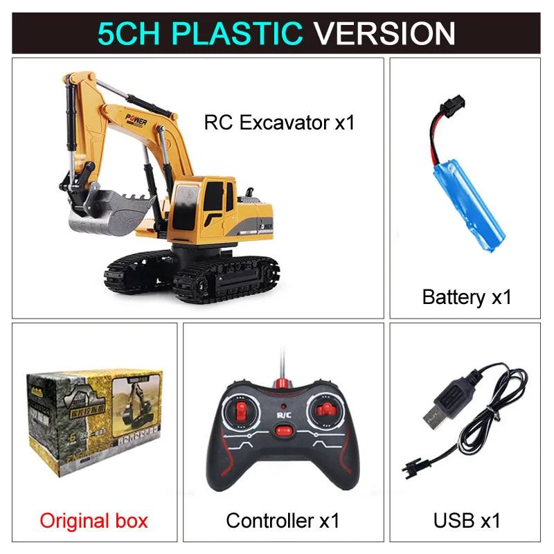 2.4Ghz 1:24 RC Excavator Toy 6 Channel RC Engineering Car Alloy And Plastic Excavator 6CH And 5CH RTR For Kids Christmas Gift 10