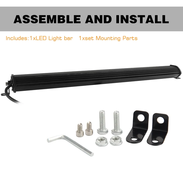  Willpower 20 inch LED Light Bar, 4200 lumens, 12-30V, IP67  Waterproof, Adjustable Mounting Brackets, Wide Application : Automotive