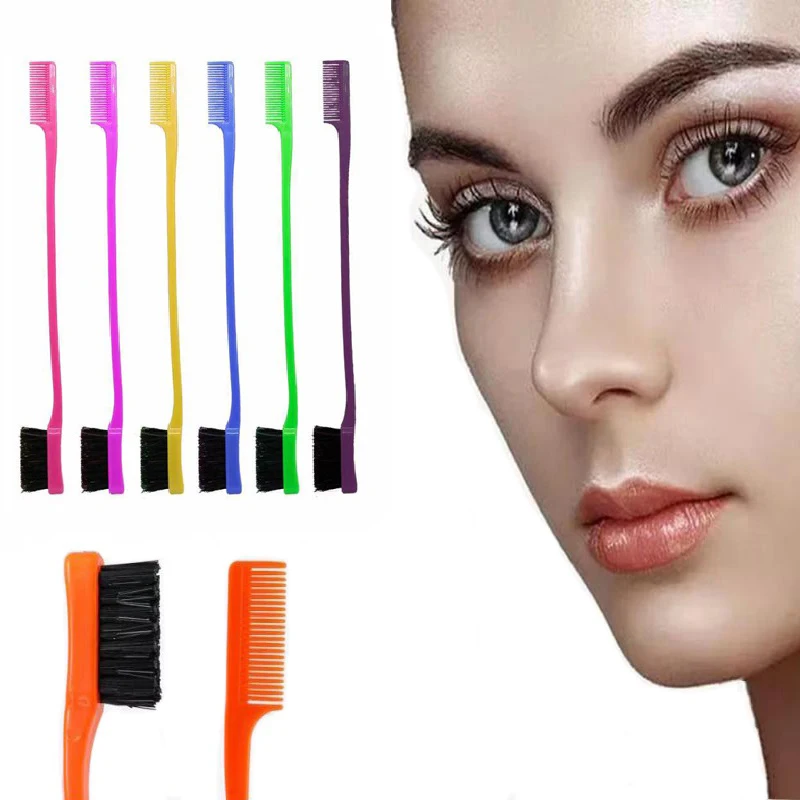 Wholesale Double Sided Hair Control Edge Brush Eyelash Comb Makeup Eyebrow Beauty HairStyling Tools hair brush comb set hair styling comb set clips double sided edge brush for edge