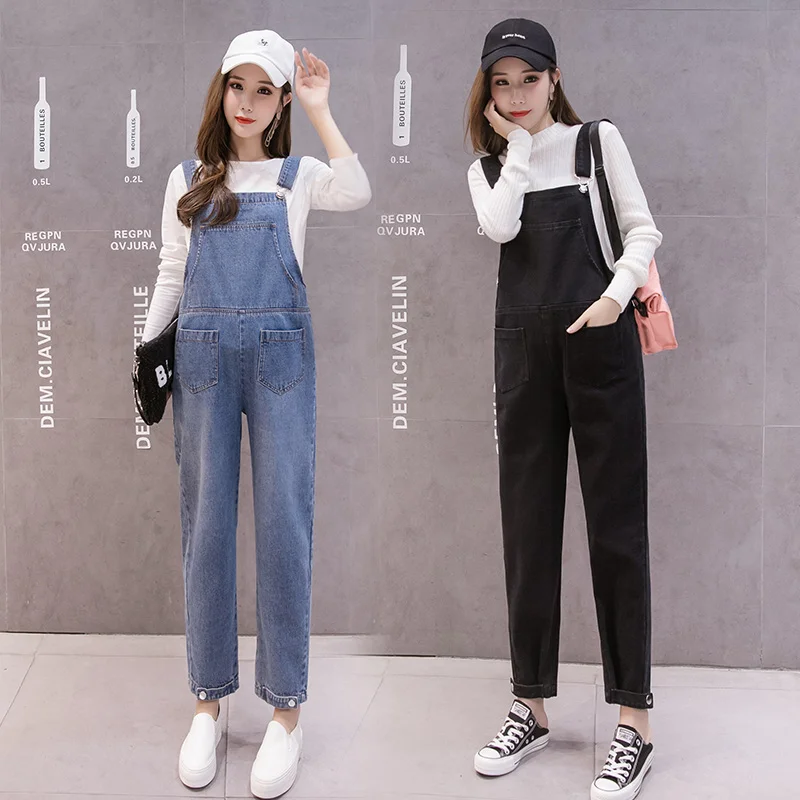 

3263# Autumn Korean Fashion Denim Maternity Jumpsuits Loose Overalls Pants Clothes for Pregnant Women Fall Pregnancy Bib Pants