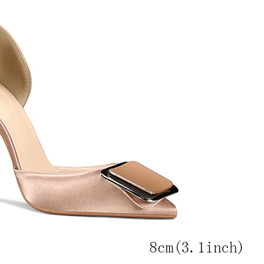 Nude 8cm Женский 10 42 Экстремальный scarpin модельные лодочки с заостренным носом из атласа; Размеры 33, женская обувь для вечеринок 3 дюймов на среднем каблуке телесного цвета плюс вечерние туфли на высоком каблуке, женские туфли-лодочки - Цвет: Nude 8cm