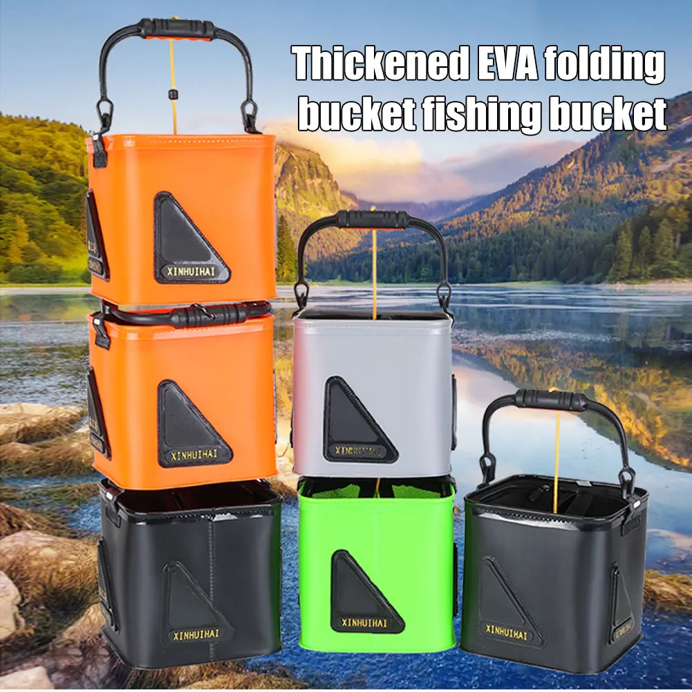 

Fishing Bucket Box Folding Storage Container Carrier EVA with Handle for Outdoor ALS88