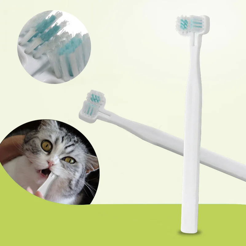 Pet Cat Soft Toothbrush Double Heads Teeth Brushing Cleaning Breath Freshener Oral Care For Dog Supplies |