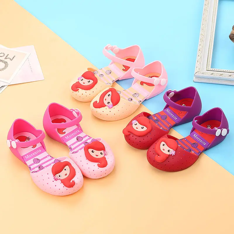

Children Summer Shoes Toddler Crystal Jelly sandals Closed Toe Anti-Slip Mermaid Cosplay slippers girls Party princess Shoes