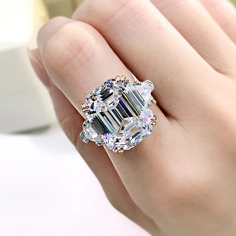 OEVAS 100% 925 Sterling Silver Sparkling 13*16mm Pink Yellow High Carbon Diamond Fine Jewelry Wedding Party Fine Jewelry Gifts