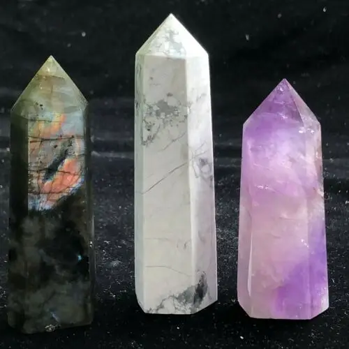 Natural Labradorite Crystal Obelisk Quartz Specimen Reiki Healing