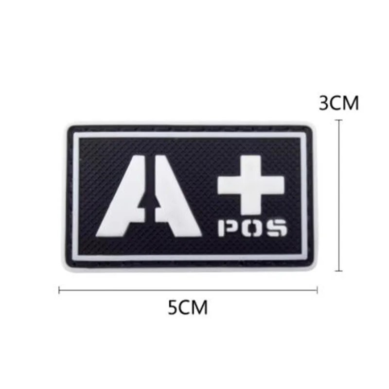 Patch 3D PVC Patch A+ B+ AB+ O+POS A- B- AB- O-NEG Blood Type Group Glowing patches for backpacks sticker tactics Military badge (4)