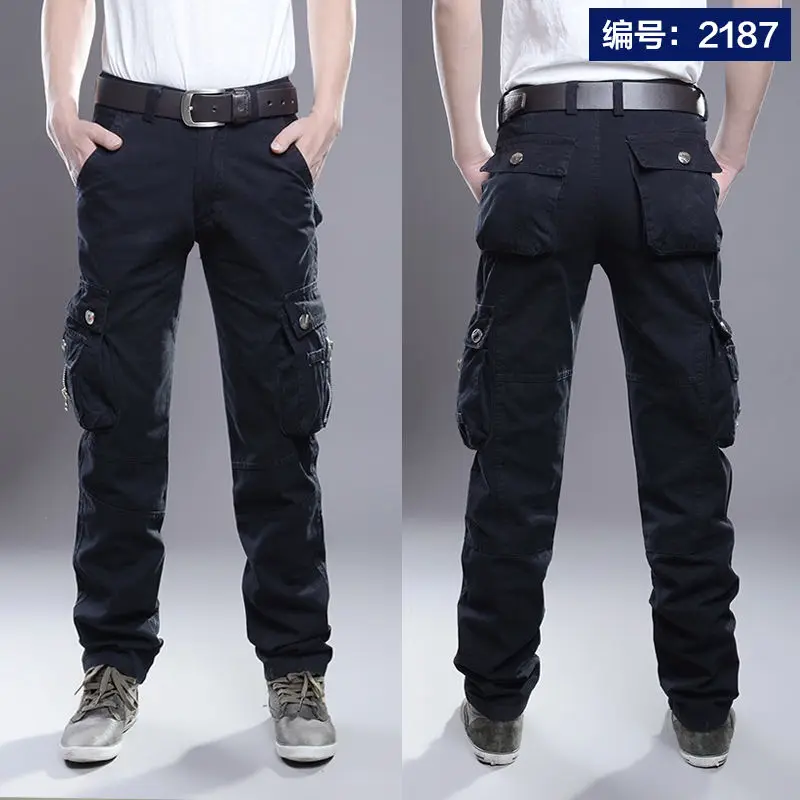 Мужские брюки-карго, армейские военные брюки, хлопковые брюки с множеством карманов, эластичные мужские повседневные брюки 28-40