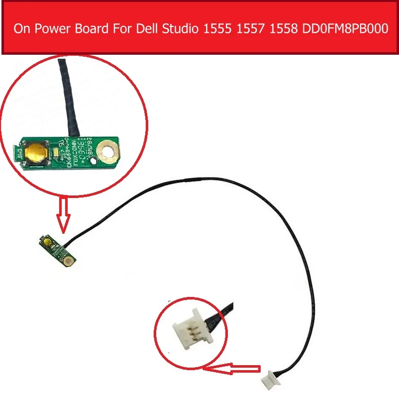 

Genuine On/off Power Board for Dell Studio 1555 1557 1558 Series Power Switch Button Board with Cable Replacement DD0FM8PB000