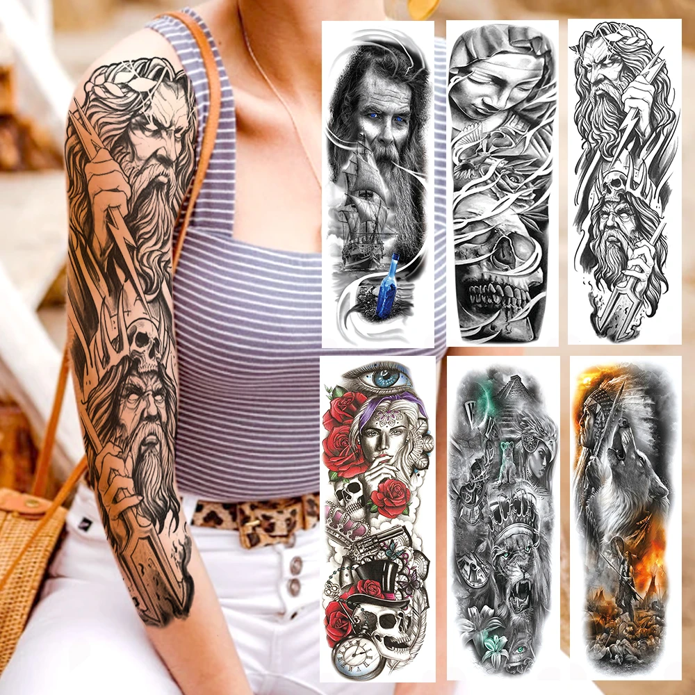 Yuran Tribal Worrior Ridder Arm Tatoeages Tijdelijke Oorlog Van Goden Tattoo Sticker Mannen Vrouwen Body Realistische Fake tatoo 3D|Temporary Tattoos| - AliExpress