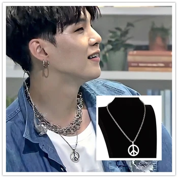 

Kpop High Quality Anti-war Pendant Necklace Punk Chain Necklace Men Women Bangtan Boys Jewelry Collier Idol Suga
