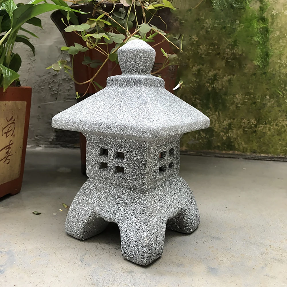 

Patio Yard Japanese Style Home Beacon Garden Ornament Decorative Crafts Pagoda Free Standing Sculpture Ceramic Candle Holder