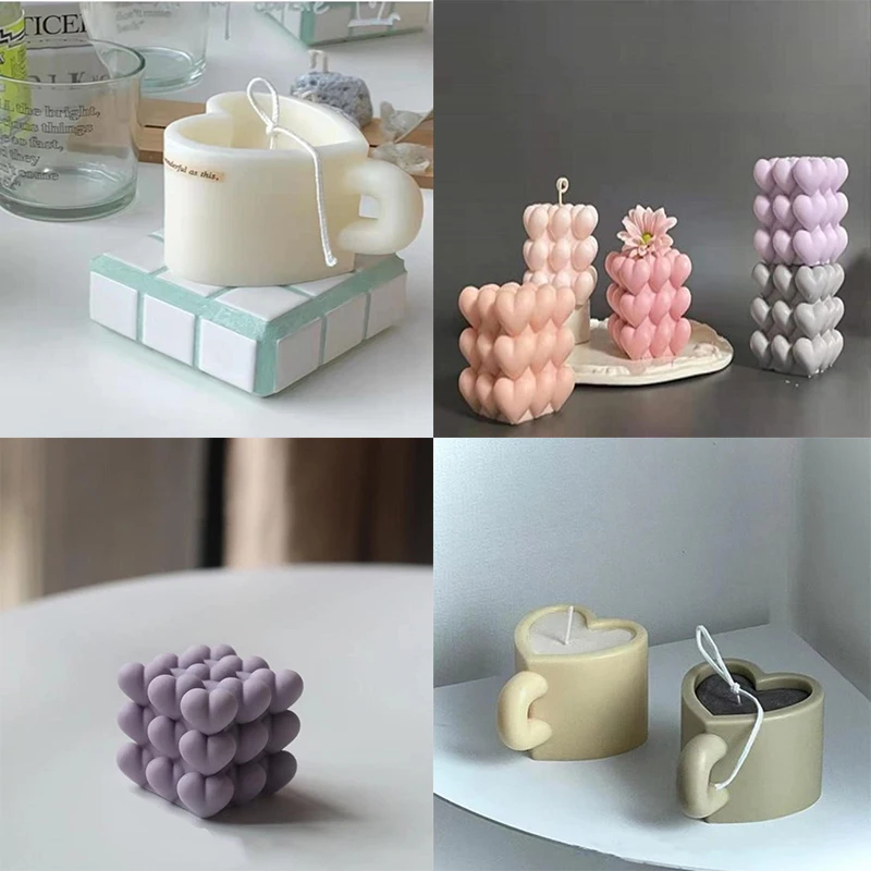 Новинка 2022 г. силиконовая форма в виде чашки форме сердца для свечей креативный