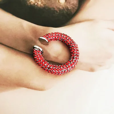 HUANZHI New Rhinestone Crystal Geometry Circle C Shape Metal Opening Ear Bone Clip Dual Use Ring for Women Men Girls Party - Цвет основного камня: G
