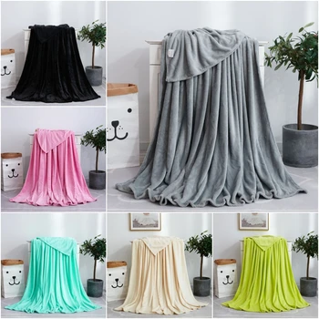 

Solid Color Soft Warm Coral Fleece Blanket Bedspread Sofa Throw Blanket Light Thin Wash Flannel Blankets