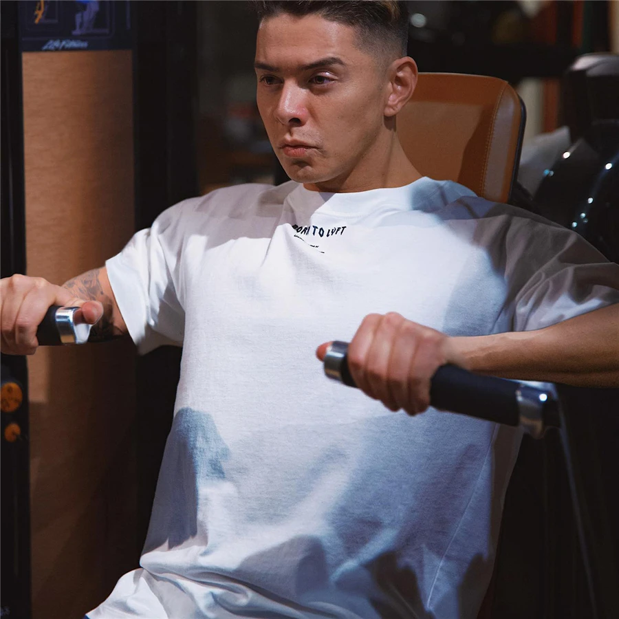 

T-SHIRTS 2021 Casual Loose Cotton T shirt Men's Gyms Fitness Male Workout Summer Short Sleeve Tees Tops Brand Clothing
