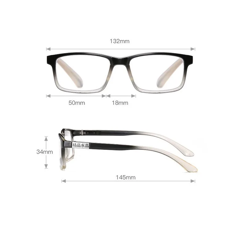 Cena Zerosun Glass Reading Glasses Men Women HD Crystal Lens Anti Scratch Diopter Eyewear +100 150 200 250 300 350