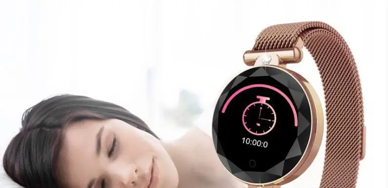 Online Reloj inteligente S886 a la moda para mujer, reloj con ritmo cardíaco, rastreador de Fitness, pulsera inteligente Bluetooth impermeable para mujer.
