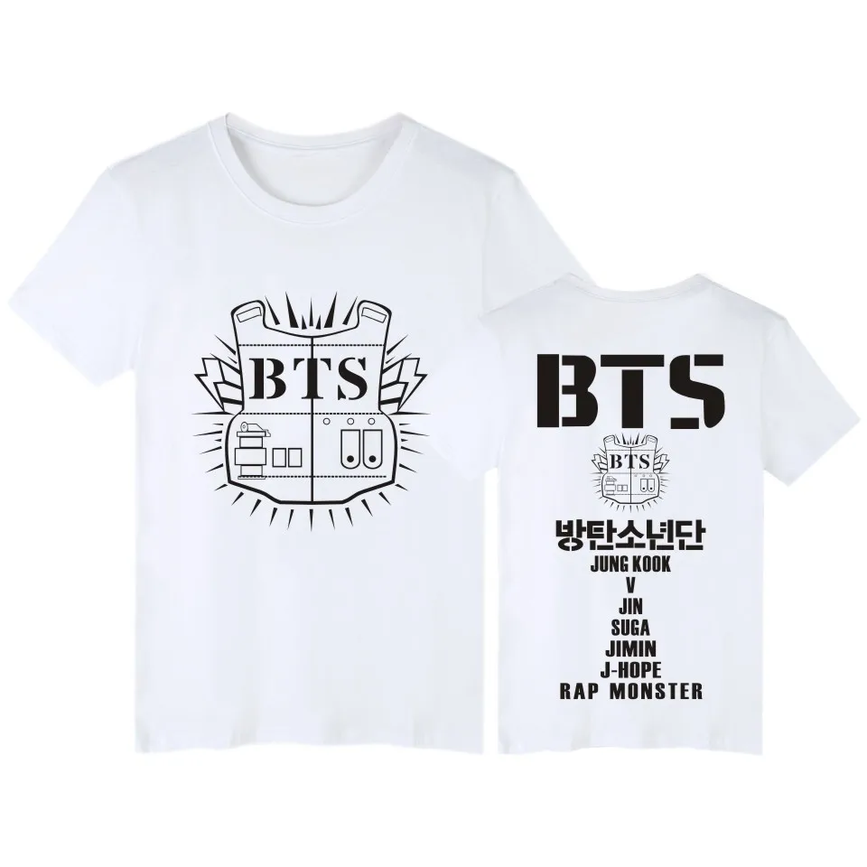 

BTS Bulletproof Boys Should Aid the Clothes Celebrity Style Front And Back Pattern Logo Pure Cotton Short-sleeved T-shirt Men An